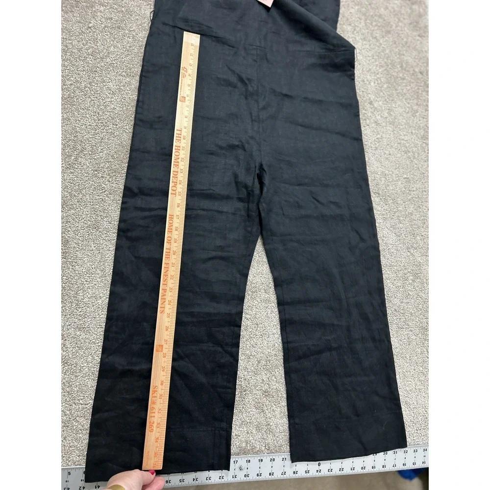 NEW Quince M 100% European Linen Square Neck Jumpsuit Black - Missing Belt